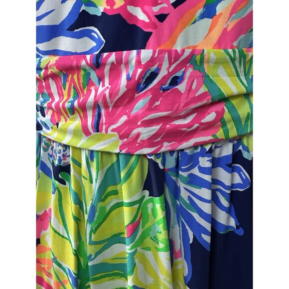 Lily Pulitzer Fleur Dress Navy Travelers Palm Size XL 14 16 - Picture 10 of 10
